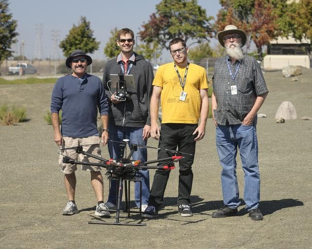 NASA image: The Earth Science Unmanned Aerial System (UAS) Demonstration in the Rover Scape at NASA's Ames Research Center.