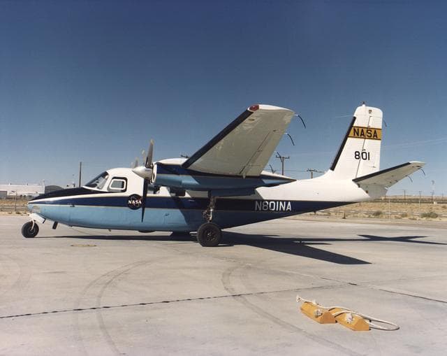 NASA image: The Aero Commander arrived at the NASA Flight Research Center (later, Dryden Flight Research Center, Edwards, CA).