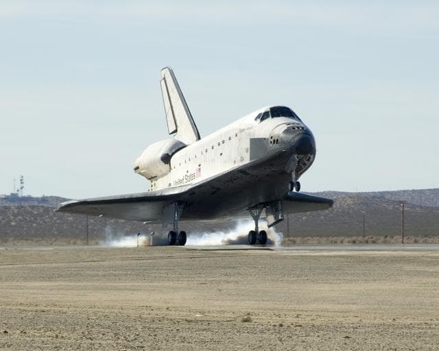 NASA image: Space Shuttle Endeavour touches down at Edwards Air Force Base Nov. 30, 2008 to conclude mission STS-126 to the International Space Station
