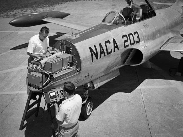 NASA image: NACA's Lockheed F-94B Starfire with Audio Recording Devices