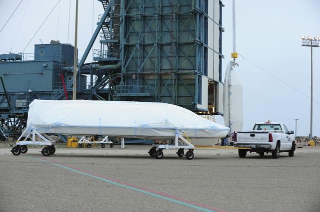 NASA image: OCO-2 Fairings being hoisted into MST