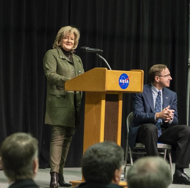NASA image: MSFC Director Jody Singer Conducts All Hands Regarding Furlough