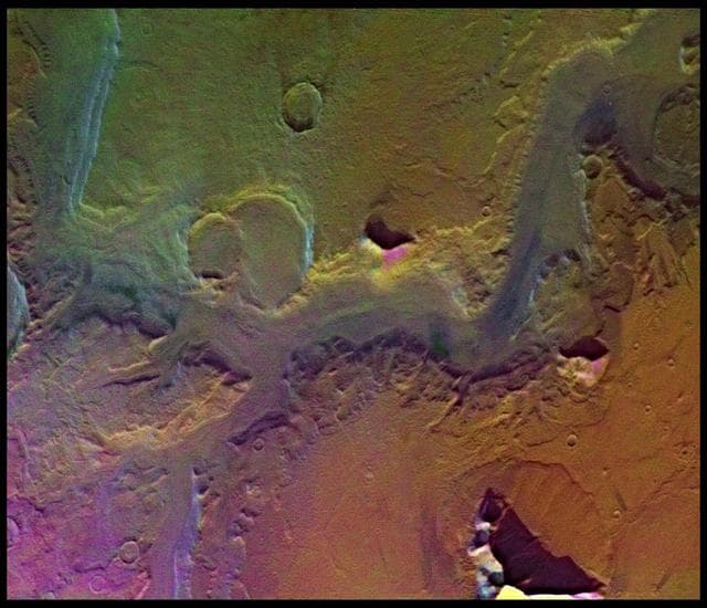 NASA image: Reull Valles Enhanced Color