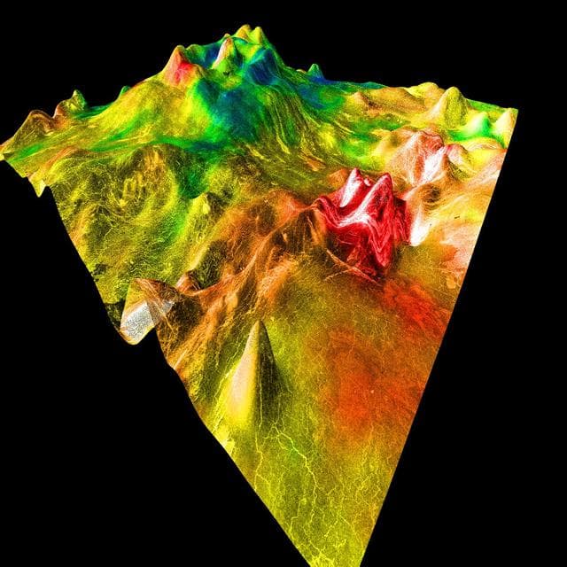 NASA image: Magellan Perspective View of Ovda Regio, 15° N, 77° E