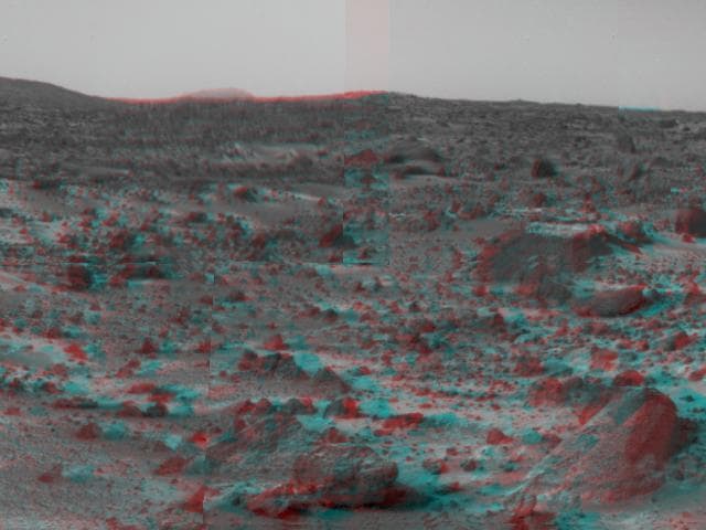 NASA image: Martian Terrain & Wedge in 3-D