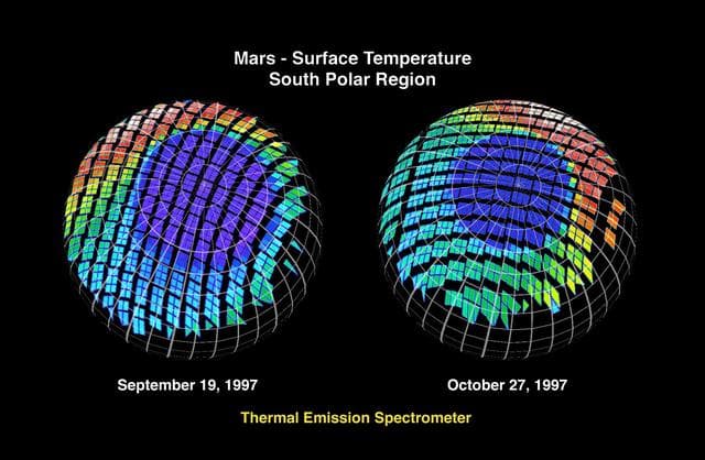 NASA image: Mars - Surface Temperature South Polar Region