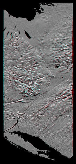 NASA image: Anaglyph of Shaded Relief New York State, Lake Ontario to Long Island