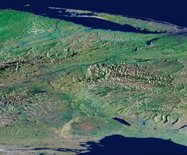 NASA image: Perspective View, New York State, Lake Ontario to Long Island
