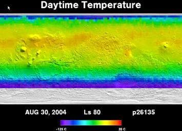 NASA image: Five Years of Monitoring Mars Daytime Surface Temperatures Animation