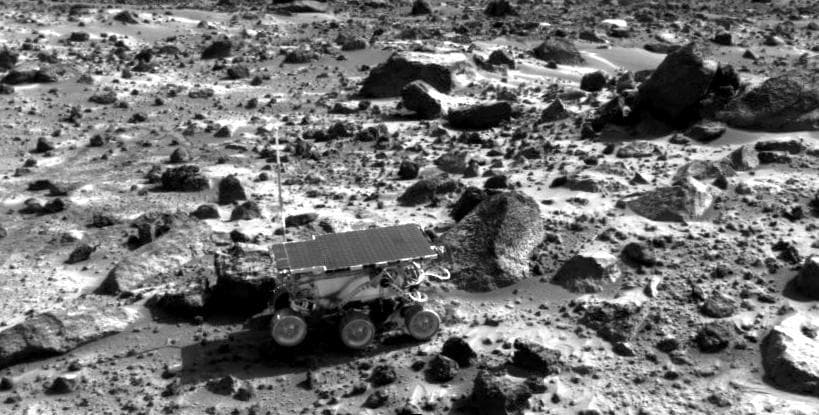 NASA image: Sojourner Sits Near "Rock Garden"