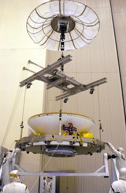 NASA image: Crane Lowers Aeroshell