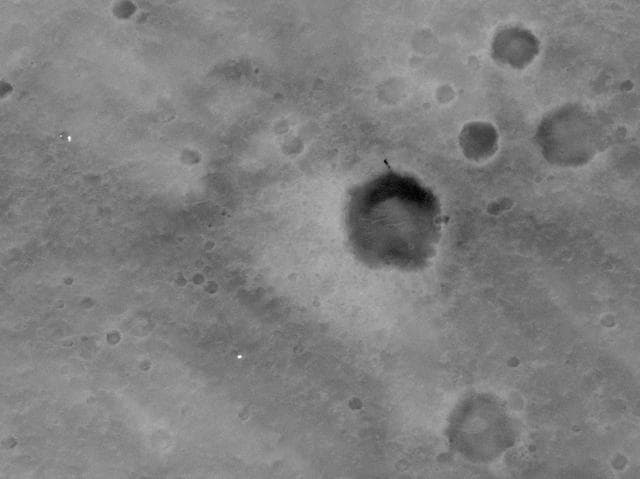 NASA image: MGS MOC Image of Mars Exploration Rover, Spirit, on Mars