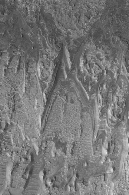 NASA image: Layered Rocks in Crater