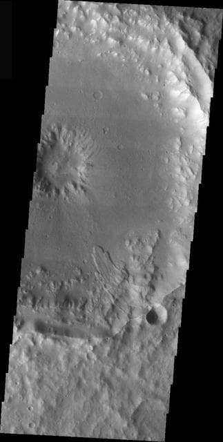 NASA image: Terra Cimmeria Crater Landslide