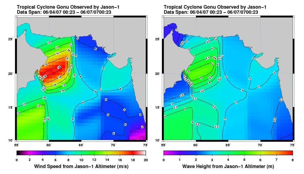 NASA image: Jason Tracks Powerful Tropical Cyclone Gonu High Winds, Waves