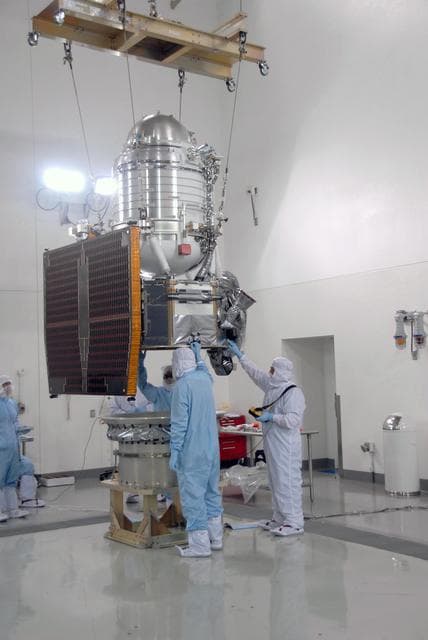 NASA image: NASA WISE Spacecraft Lowered Toward Test Stand