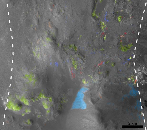 NASA image: Hydrated Minerals Exposed at Stokes, Northern Mars