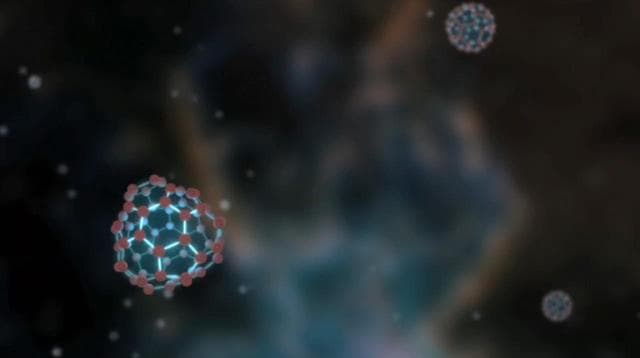 NASA image: Buckyballs Jiggle Like Jello  Artist Concept