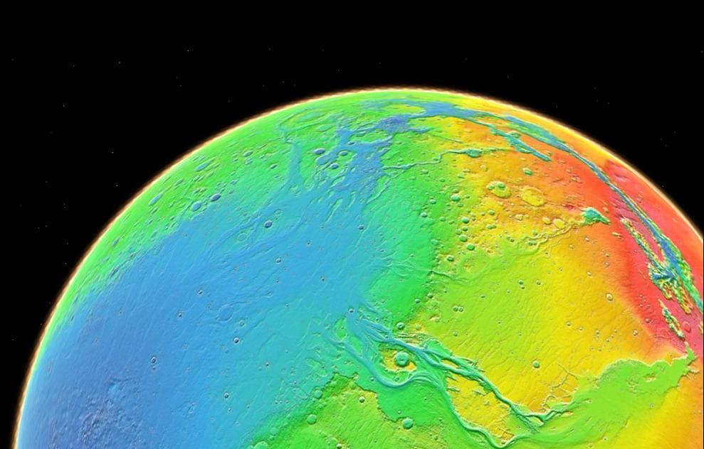 NASA image: Topography of Mars