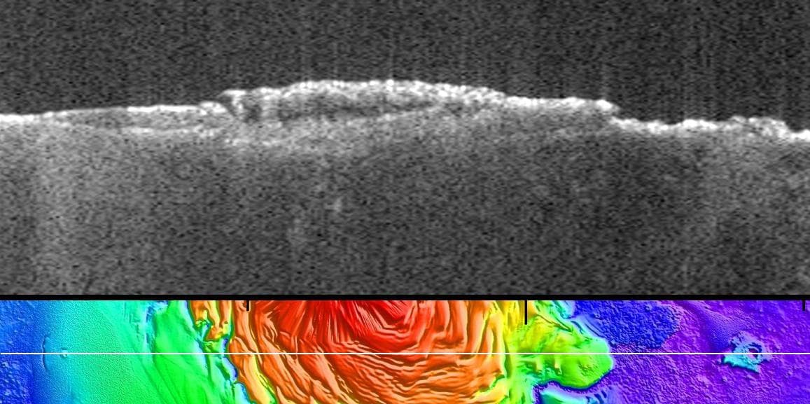 NASA image: Radargram of Mars North Polar Plateau from Mars Express