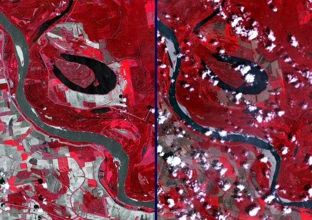 NASA image: NASA Spacecraft Images Drought Impacts on the Mighty Mississippi