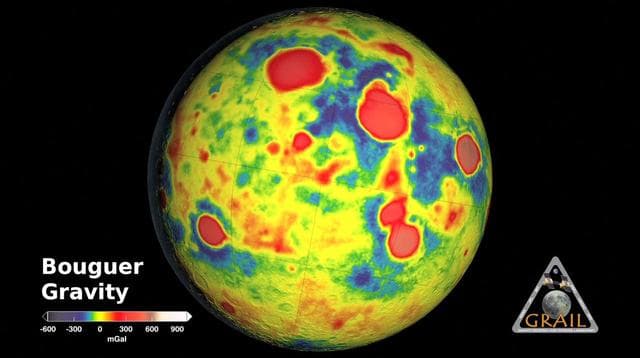NASA image: GRAIL Bouguer Gravity Moon Map
