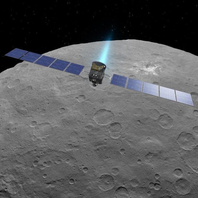 NASA image: Dawn Fires Its Engine Above Ceres Artist Concept