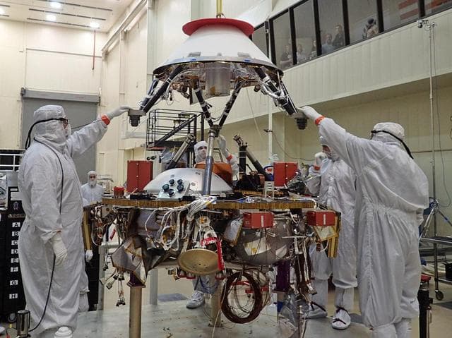 NASA image: Installing the InSight Spacecraft Parachute Cone