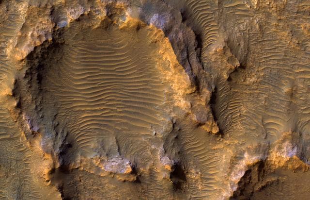 NASA image: Bedrock on a Crater Floor