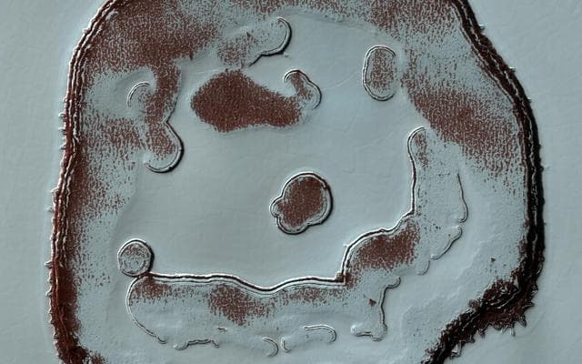 NASA image: Changes of a Happy Crater