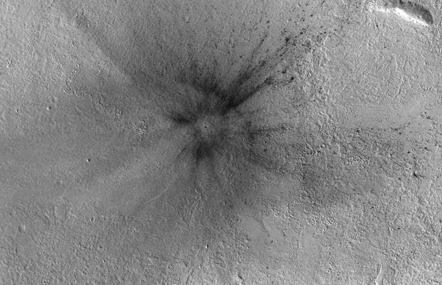 NASA image: Context Camera Views an Impact Crater in Amazonis Planitia