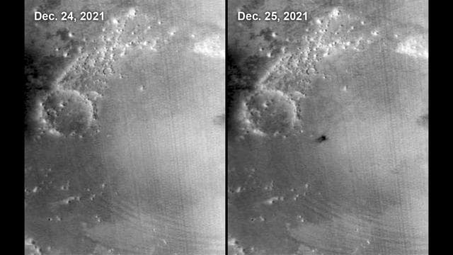 NASA image: MARCI Views a Mars Impact Crater in Amazonis Planitia