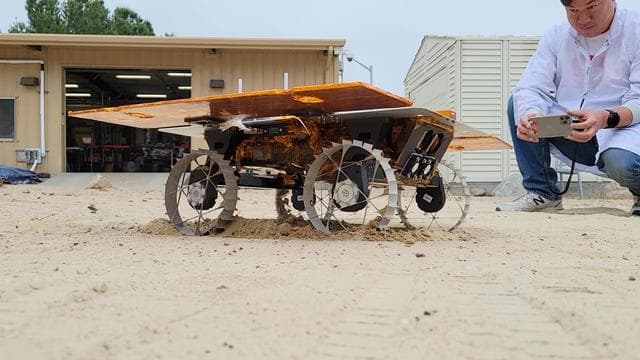 NASA image: CADRE Rover Testing in JPL's Mars Yard