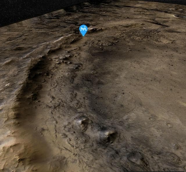 NASA image: Perseverance's Location at the Base of Jezero Crater's Rim