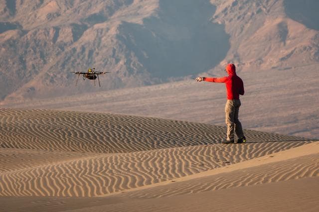 NASA image: Drone Test Flight Over Sand Dunes
