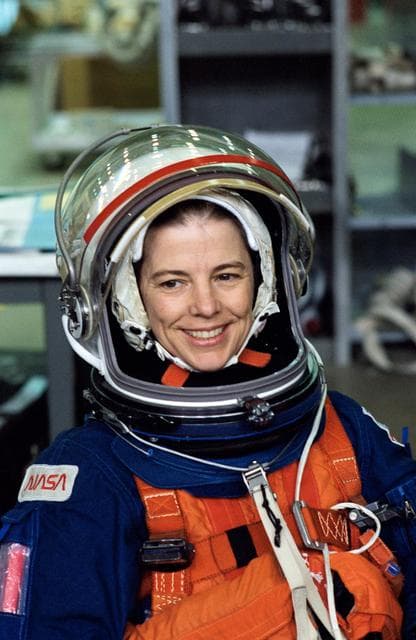 NASA image: Astronaut Bonnie Dunbar watches crewmates during training