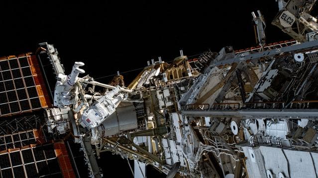 NASA image: Spacewalkers Stephen Bowen and Sultan Alneyadi