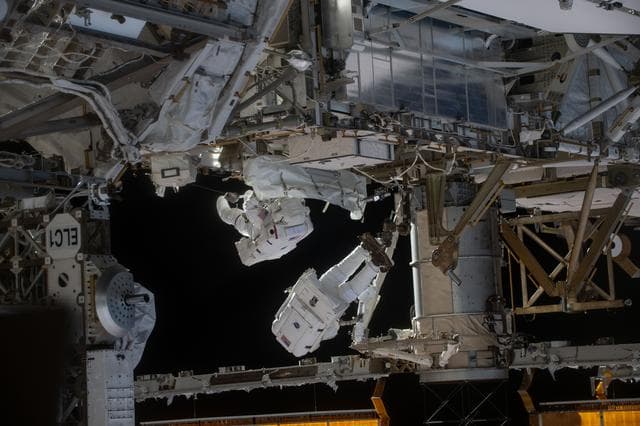 NASA image: NASA astronauts Jessica Meir and Chris Williams complete a spacewalk