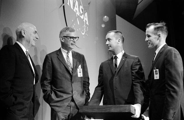 NASA image: Gemini-4 prime crew after press conference